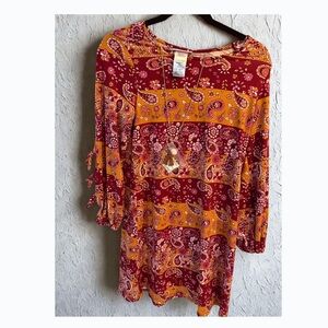 Bonnie Jean Boho Paisley Dress w/ Necklace attachment Size 16 NWT